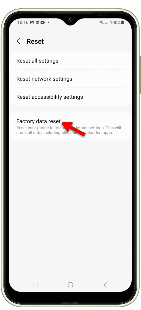 Select Factory data reset.