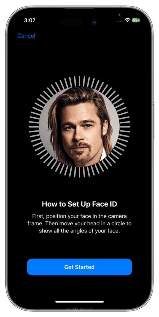Position your face inside the frame.