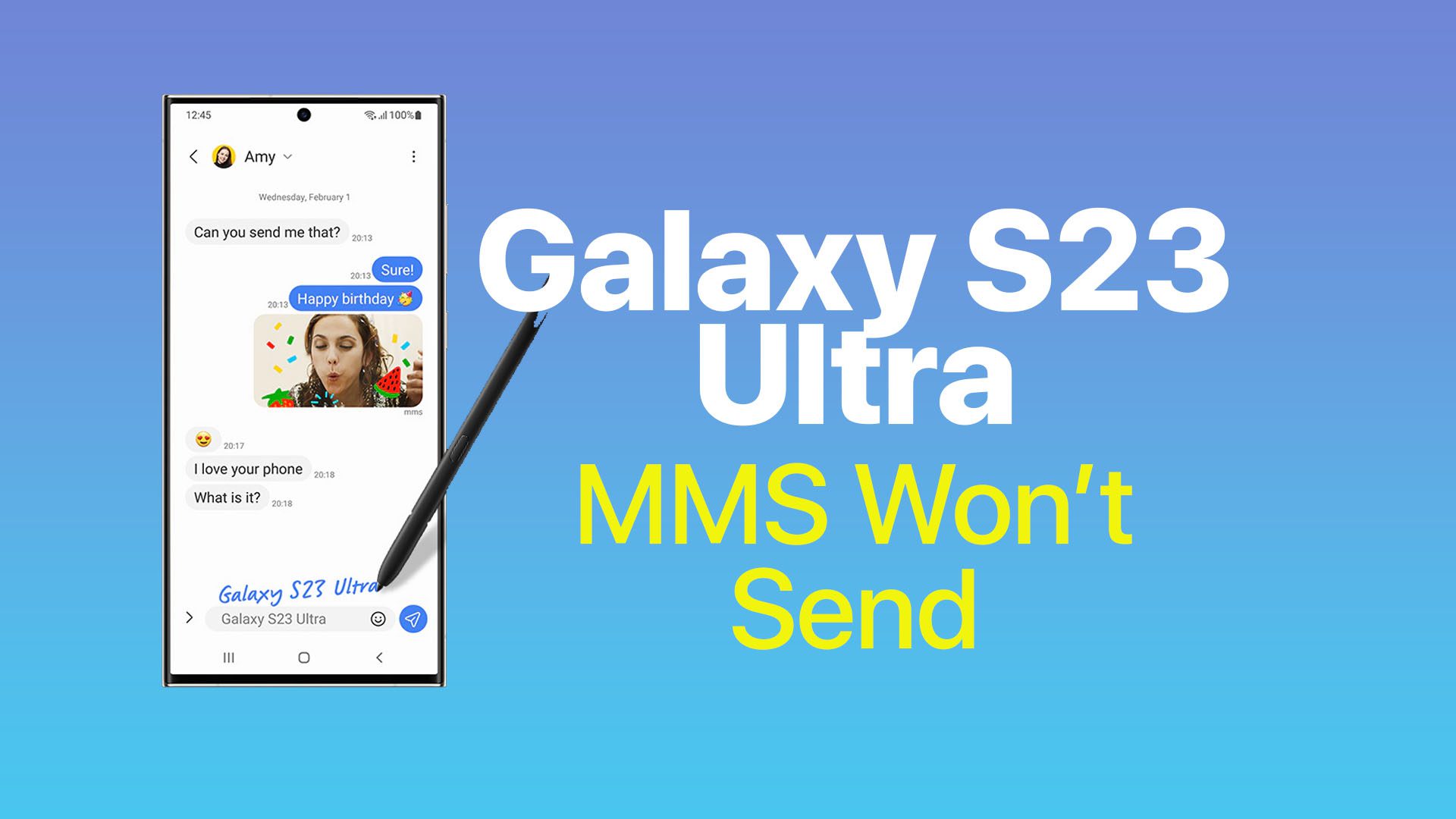 galaxy s23 ultra mms wont send