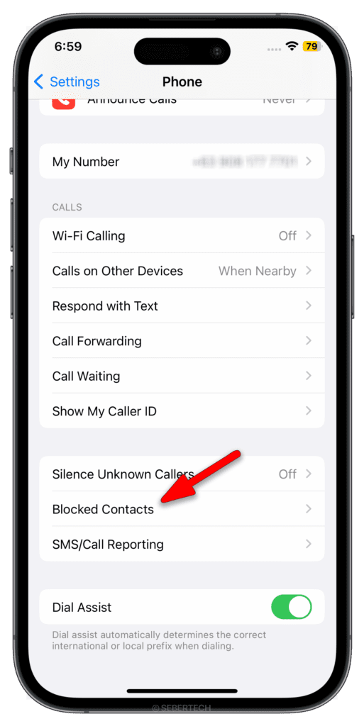 Select Blocked Contacts