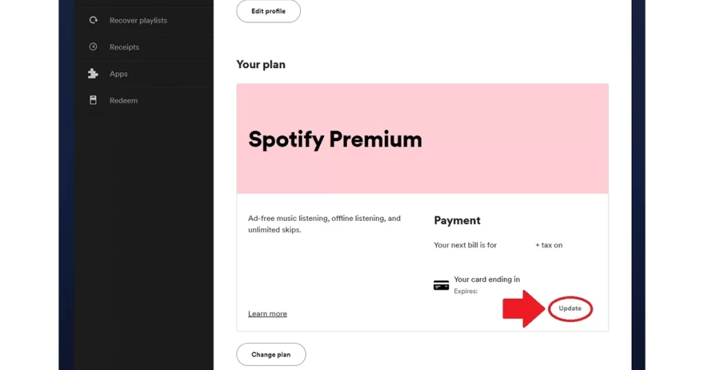 Spotify Payment Method Update