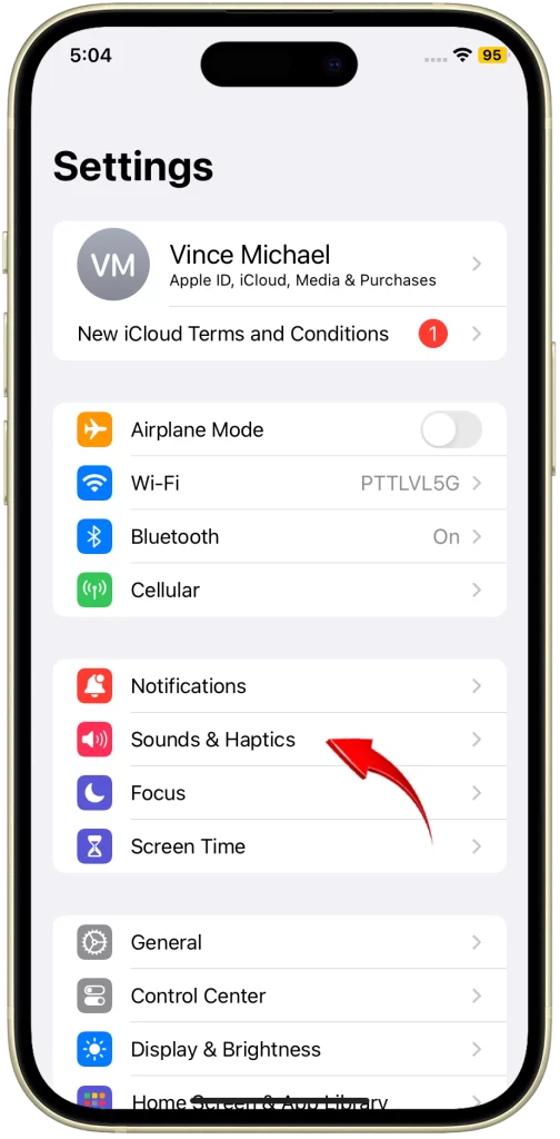 Tap on Sounds and Haptics. This is where you can manage all of your phone's sound settings, including your ringtone, notification sounds, and system sounds.