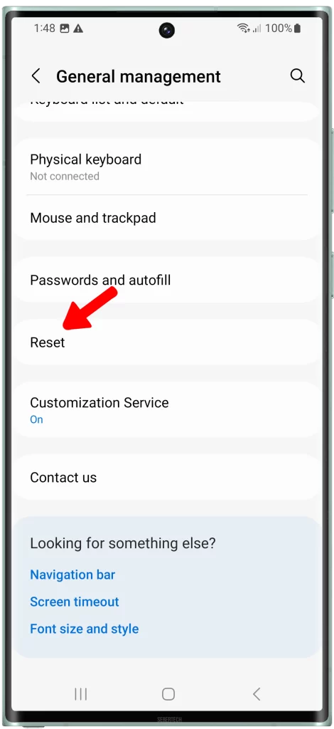 Tap on Reset. This is where you can reset your phone to its factory default settings.