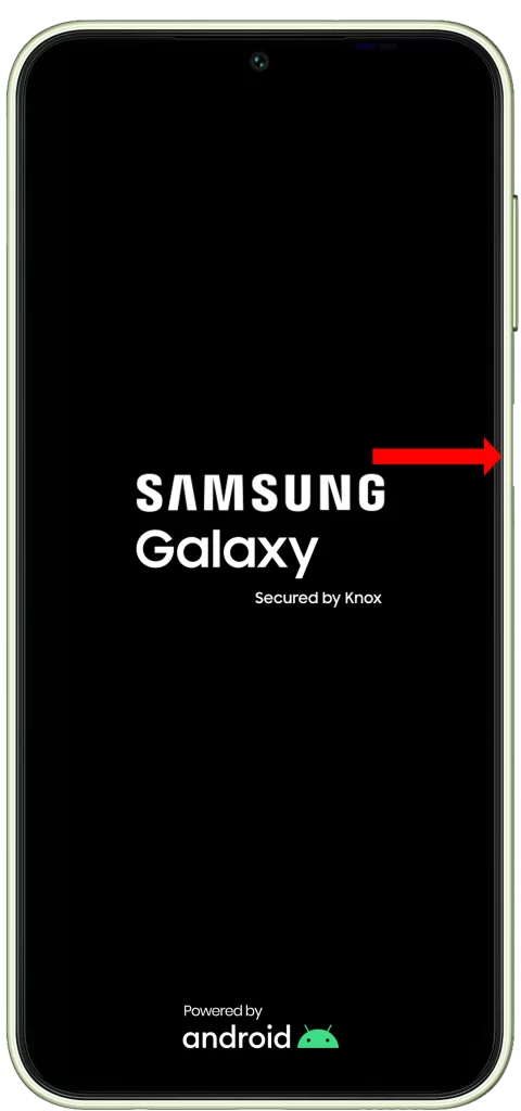 Once you see the Samsung logo appear on the screen, release the power button but continue to hold the volume up button until you see the Android Recovery screen.
