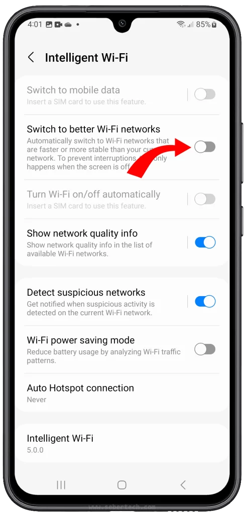 Disable Switch to better Wi-Fi networks.