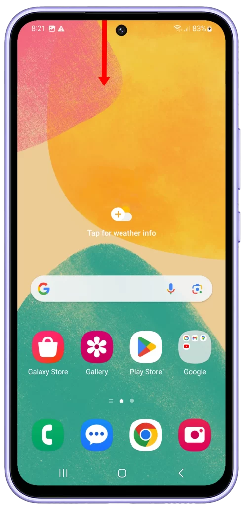 Swipe down from the top of the screen on Galaxy A54