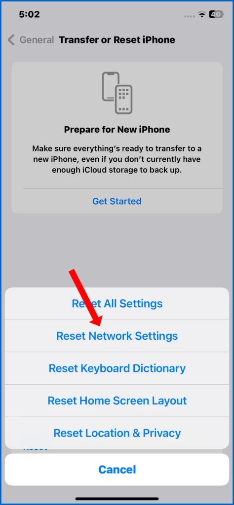 iPhone reset network settings - sebertech