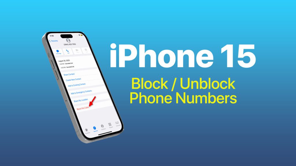 block unblock phone number iphone 15