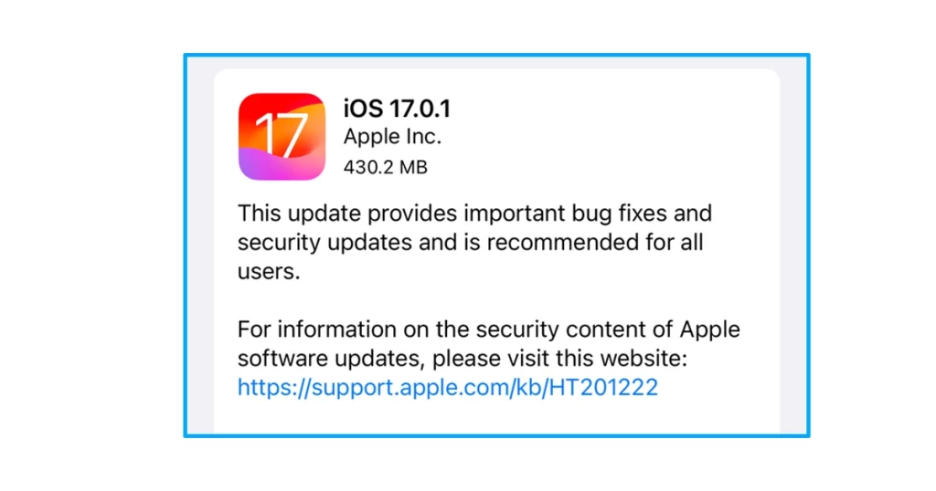 iOS 17.0.1 update iphone
