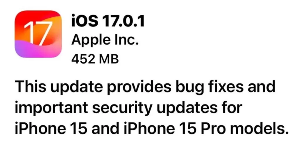 update iphone 15 ios 17.0.1