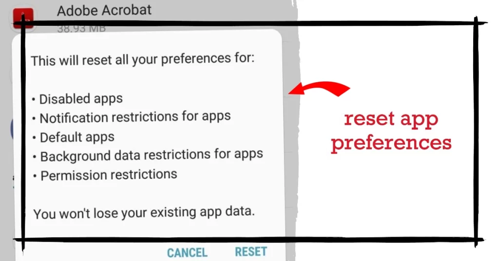 reset app preferences Android 14