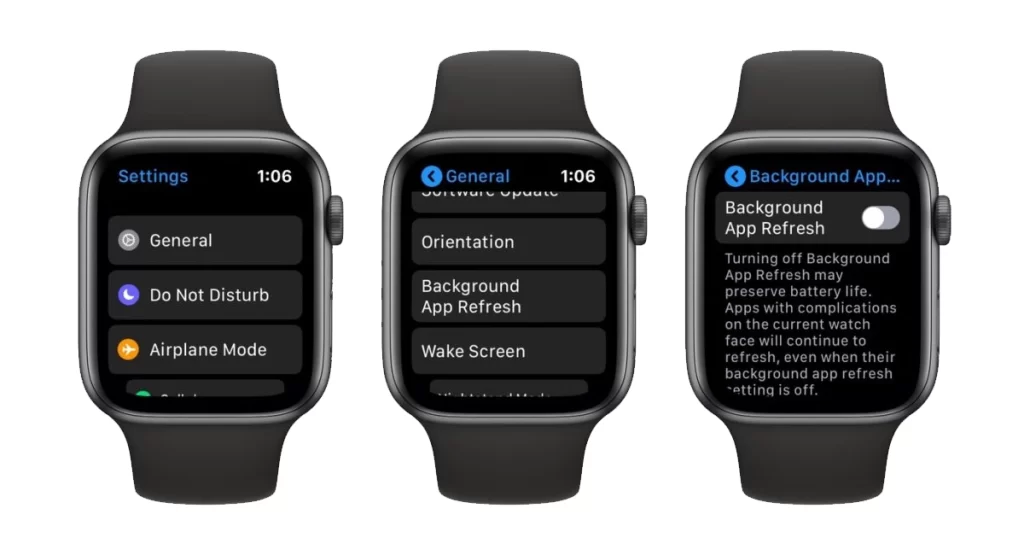 Turn off Background App Refresh Apple Watch 8