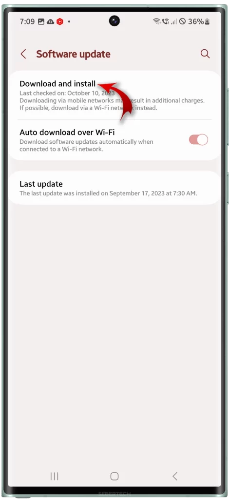 Download and install software update Android 14