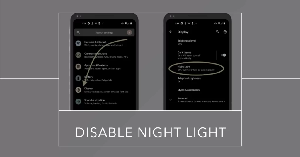 disable Night Light on Google Pixel 7 Pro