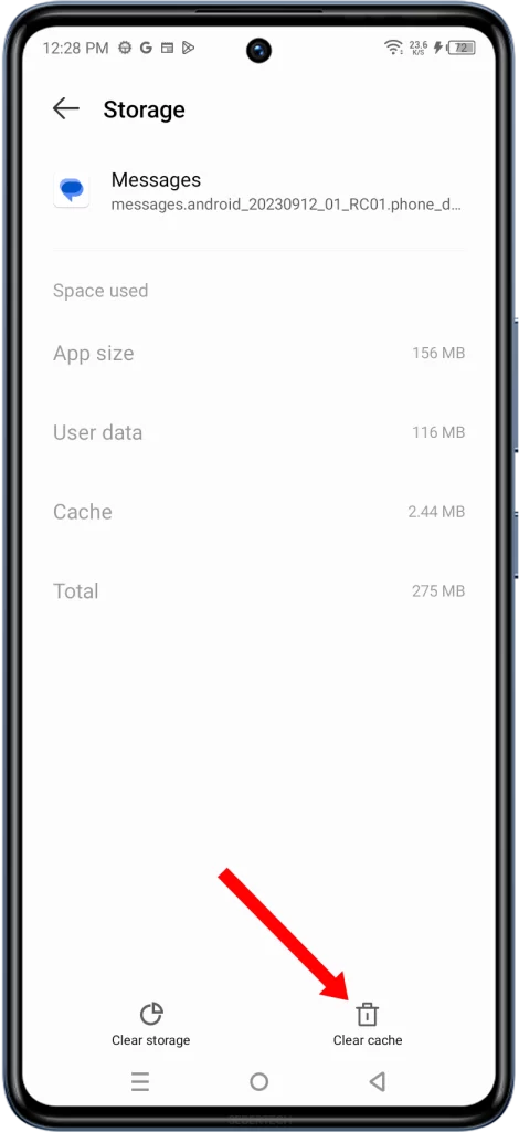 Within the Storage & cache settings, you will find the option to clear the cache. Tap on the "Clear cache" button to initiate the cache-clearing process for the Messages app.