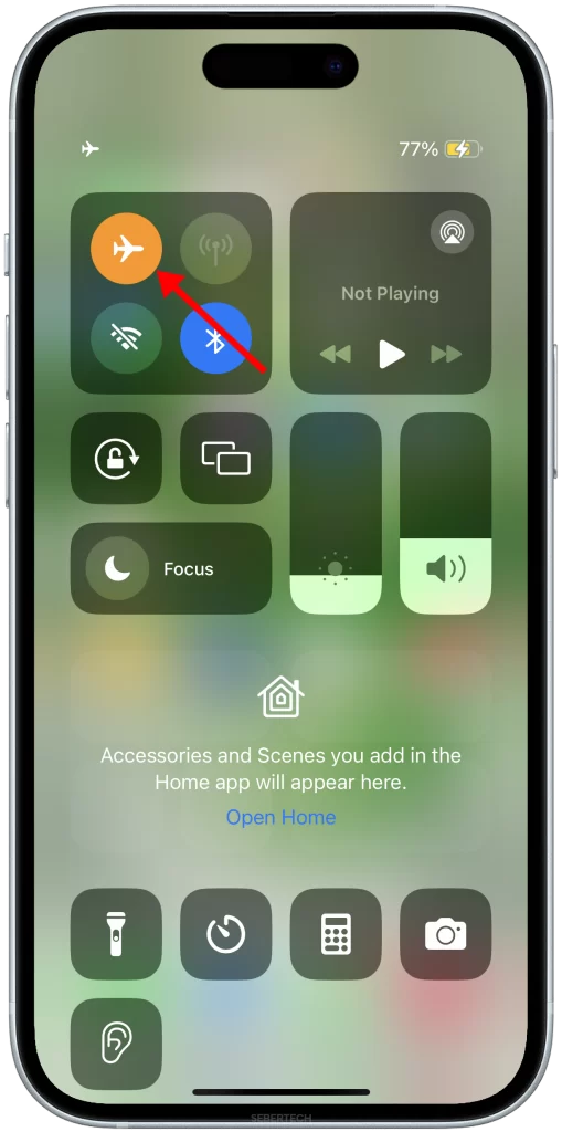 Tap the Airplane Mode icon to enable or disable it.