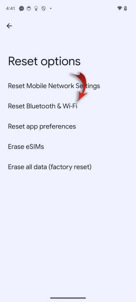 Reset Bluetooth and Wi-Fi Google Pixel Android 14