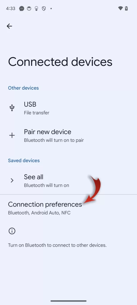 Google Pixel Connection preferences