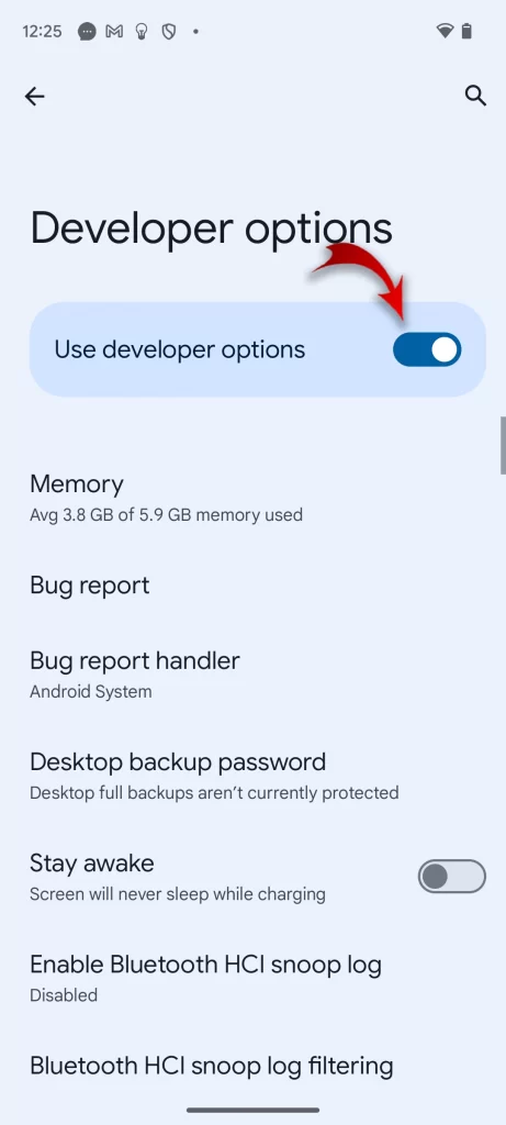 Android 14 Developer Options Enabled