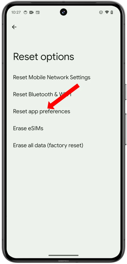 Among the reset options, tap Reset app preferences.