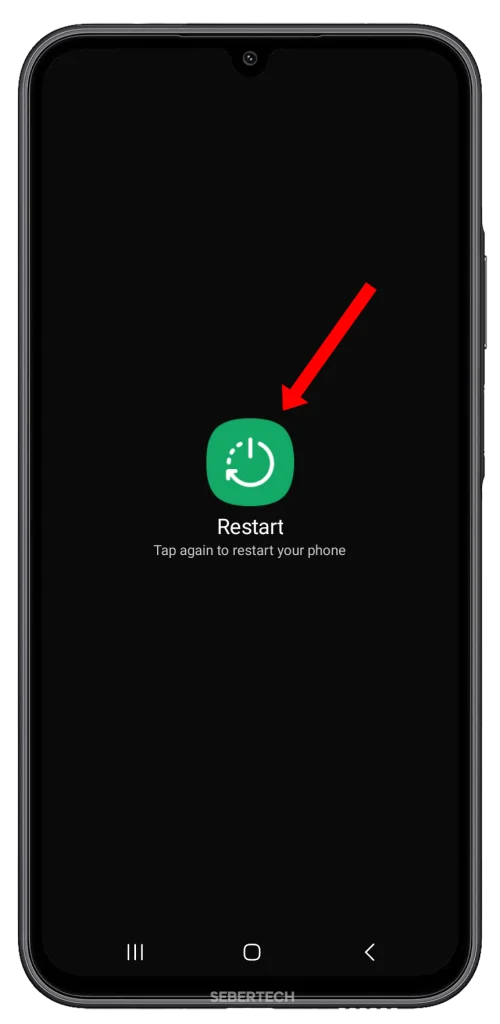 Tap Restart, and then confirm you want to shut it down. 