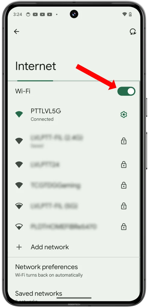 Ensure Wi-Fi is toggled on. You can't forget a network you're not connected to!