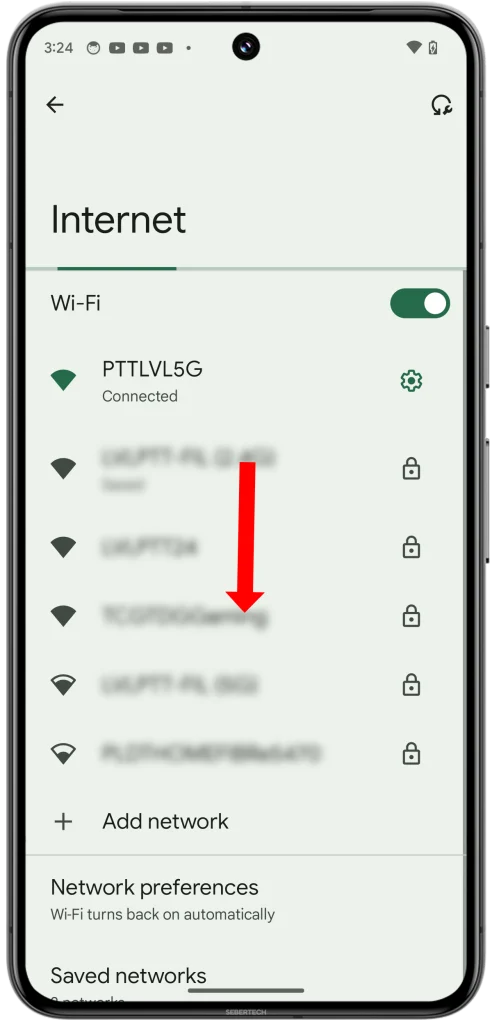 Scroll down to Saved networks. This is where your Pixel 8 Pro remembers all the Wi-Fi signals it has ever encountered.